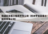 杨浦区百度小程序开发公司（杭州专业百度小程序开发公司）