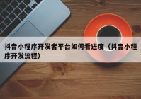 抖音小程序开发者平台如何看进度（抖音小程序开发流程）