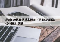 新站seo优化快速上排名（新的seo网站优化排名 网站）