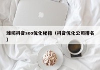 潍坊抖音seo优化秘籍（抖音优化公司排名）