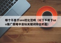 哪个不属于seo优化范畴（以下不属于seo推广策略中目标关键词特征的是）