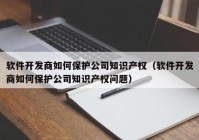 软件开发商如何保护公司知识产权（软件开发商如何保护公司知识产权问题）