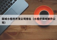 商城小程序开发公司排名（小程序商城制作公司）