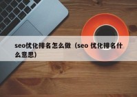 seo优化排名怎么做（seo 优化排名什么意思）