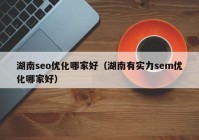 湖南seo优化哪家好（湖南有实力sem优化哪家好）