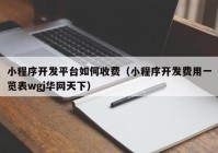 小程序开发平台如何收费（小程序开发费用一览表wgj华网天下）