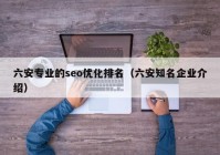 六安专业的seo优化排名（六安知名企业介绍）